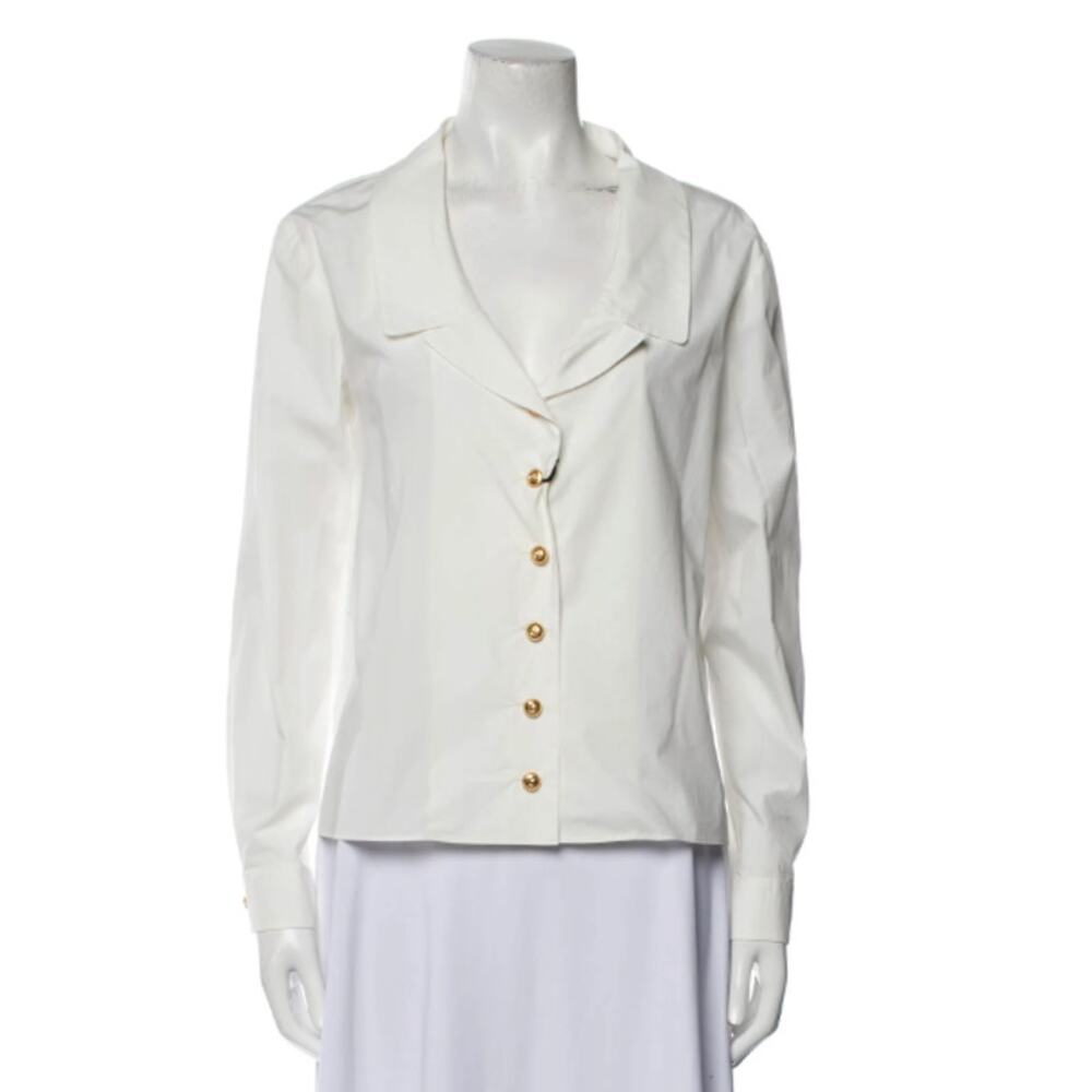 Gucci white button up with gold buttons. - Picture 3 of 5